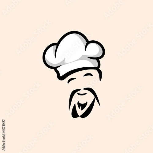 simple vector illustration of chinese chef logo
