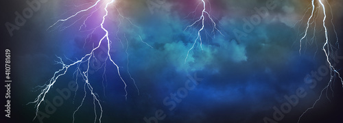 Lightning, thunder cloud dark cloudy sky © LOVE A Stock