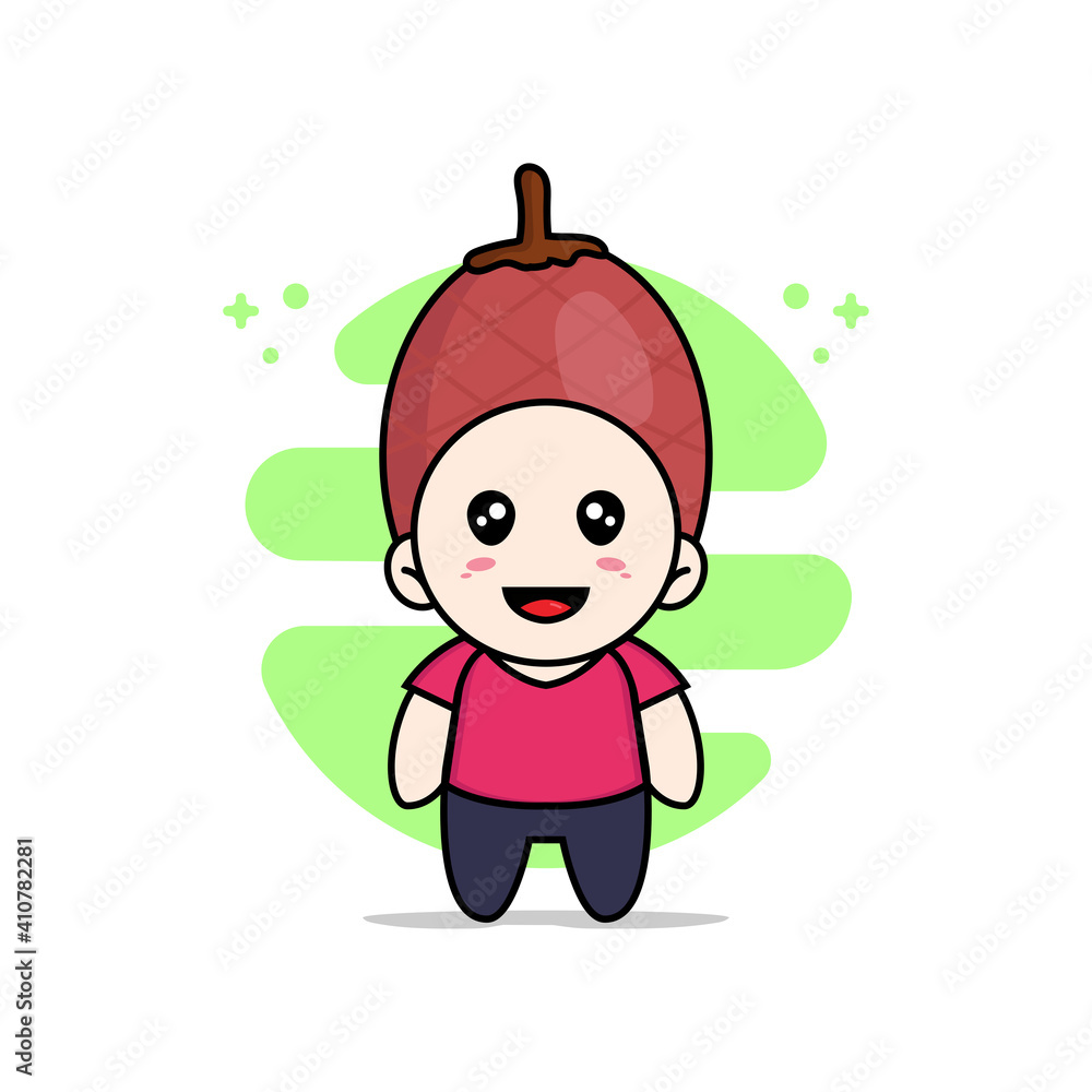 Cute kids character wearing ita palm costume. Cute kids character wearing ita palm costume.