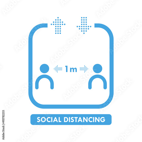 Social distancing icon. Keep the 1 meter distance. New normal practice social distancing. Vector illustration.