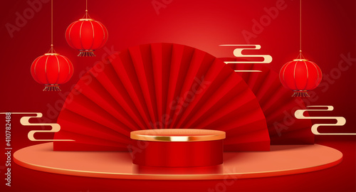 3D CNY oriental style background