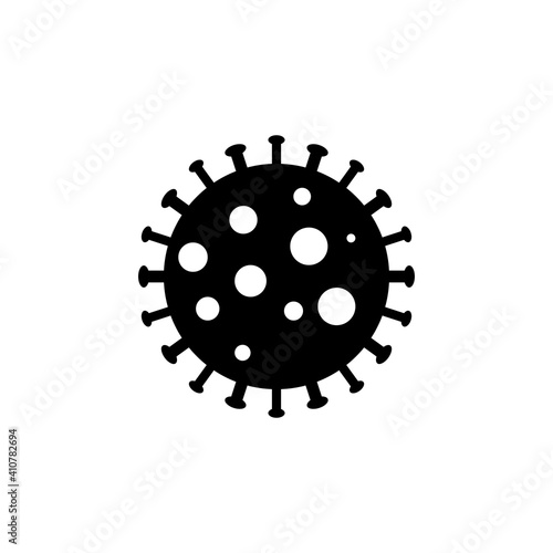 Coronavirus 2019-nCoV. Corona virus icon. Black on white background isolated. Vector