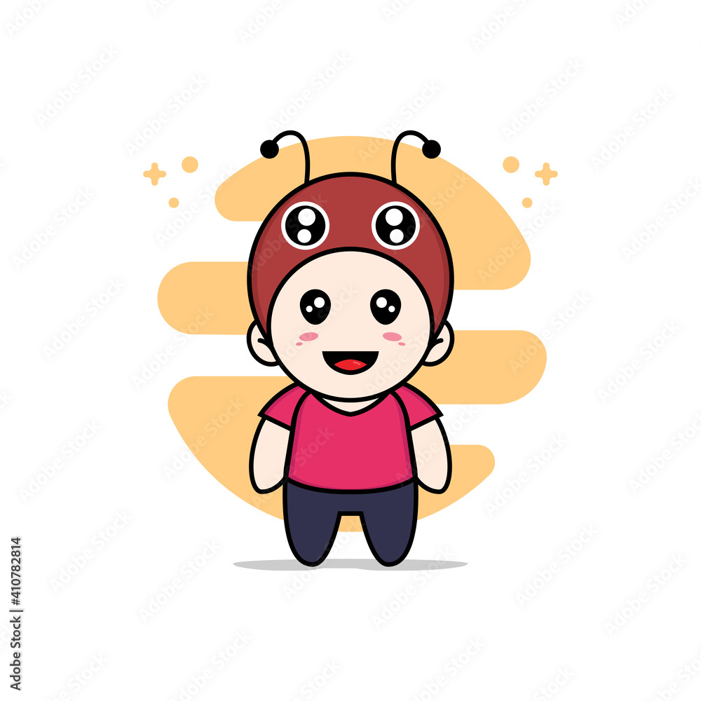 Fototapeta premium Cute kids character wearing dragonfly costume.