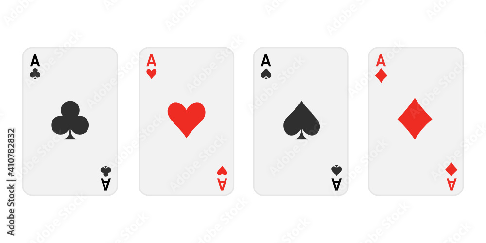 set of Ace card suit on white background. set of Ace card suit on white background.