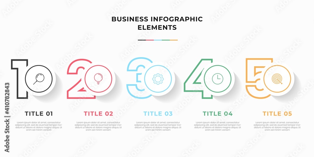 Presentation business infographic template with 3 options or steps. Modern infographic design template. Creative concept of five stages of business project Presentation business infographic template with 3 options or steps. Modern infographic design template. Creative concept of five stages of business project
