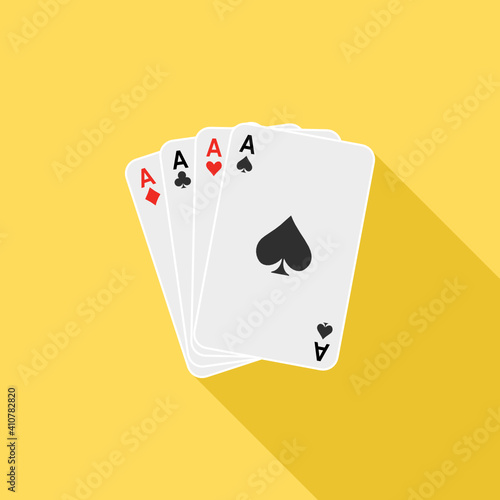 Ace card suit flat design on yellow background.