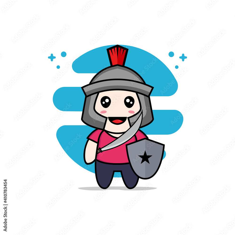 Cute kids character wearing gladiator costume. Cute kids character wearing gladiator costume.