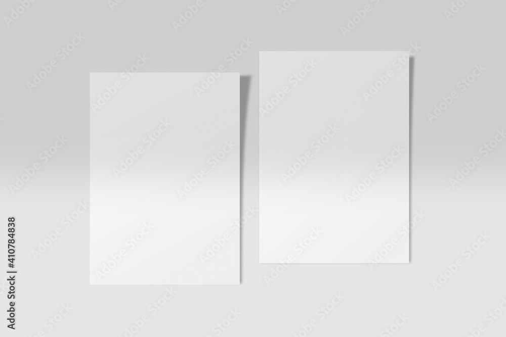 Realistic blank A4 flyer brochure for mockup. Paper or poster illustration. 3D Render.