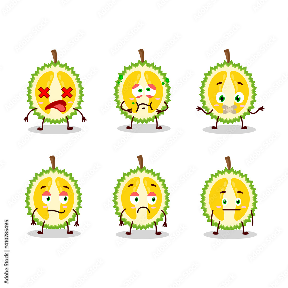 Slice of durian cartoon character with nope expression Slice of durian cartoon character with nope expression