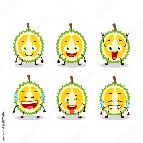 Cartoon character of slice of durian with smile expression