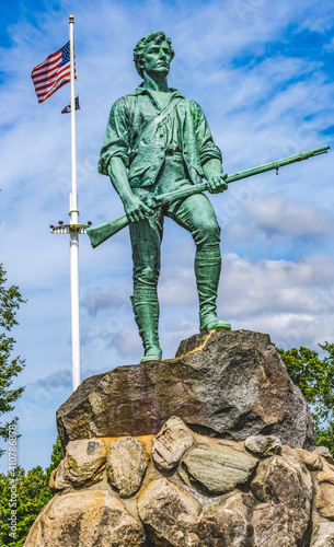 Minuteman Patriot Statue Battle Green Common Lexington Massachusetts photo