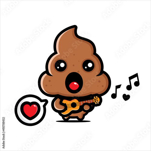 cute poo vector design playing guitar