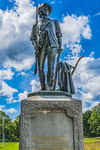 Minute Man Statue Old North Bridge American Revloution Monument Concord Massachusetts