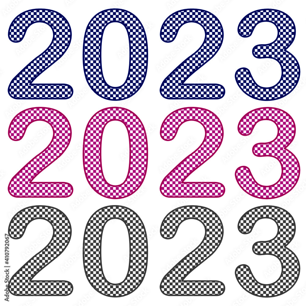 A set of number 2023,, the year of the lord’s with checkers pattern inside the number. Concept about anniversaries, yearly, celebrating and etc. A set of number 2023,, the year of the lord’s with checkers pattern inside the number. Concept about anniversaries, yearly, celebrating and etc.