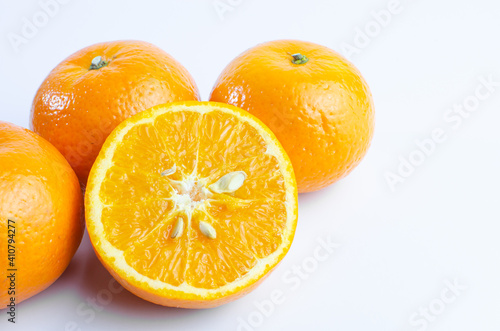 Wallpaper Mural Orange on white background isolated, Asian tropical fruits whole good for healthy drinks and juice. Very natural sweet flavor. Tangerine, mandarine, Thai honey sweet green. Close up shot food concept Torontodigital.ca