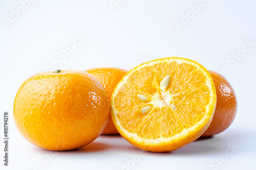 Wallpaper Mural Orange on white background isolated, Asian tropical fruits whole good for healthy drinks and juice. Very natural sweet flavor. Tangerine, mandarine, Thai honey sweet green. Close up shot food concept Torontodigital.ca