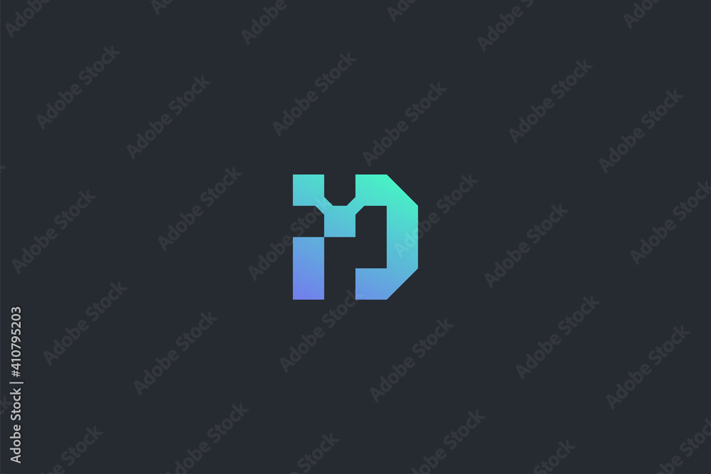 Futuristic Geometric Letter D Dark Background Logo Monogram Template Futuristic Geometric Letter D Dark Background Logo Monogram Template