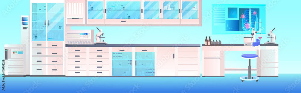 modern lab interior empty no people chemical laboratory with furniture ...