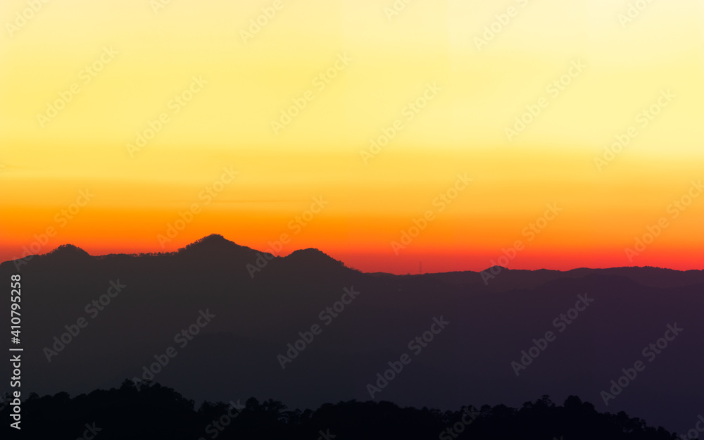 colorful sunset on top mountain Thailand