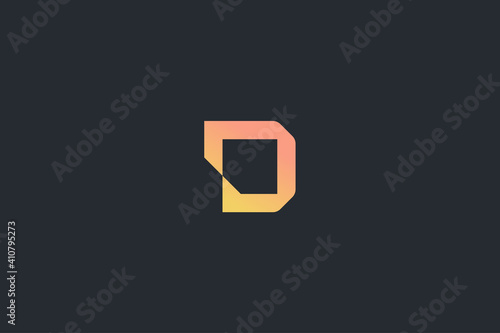 Futuristic Geometric Letter D Dark Background Logo Monogram Template