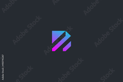 Futuristic Geometric Letter D Dark Background Logo Monogram Template