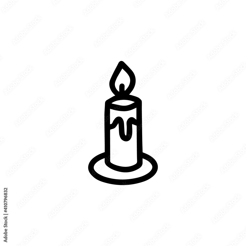 A candle on a white background. Hand-drawn vector illustration in the doodle style A candle on a white background. Hand-drawn vector illustration in the doodle style