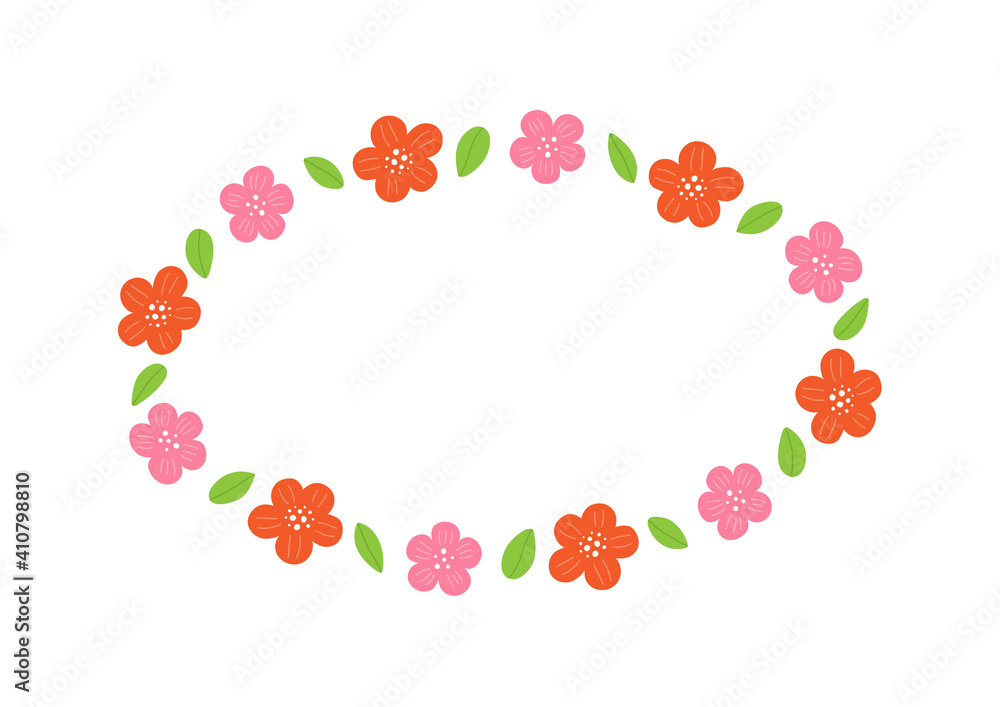 Azalea flowers ellipse frame isolated on white background. Azalea flowers ellipse frame isolated on white background.