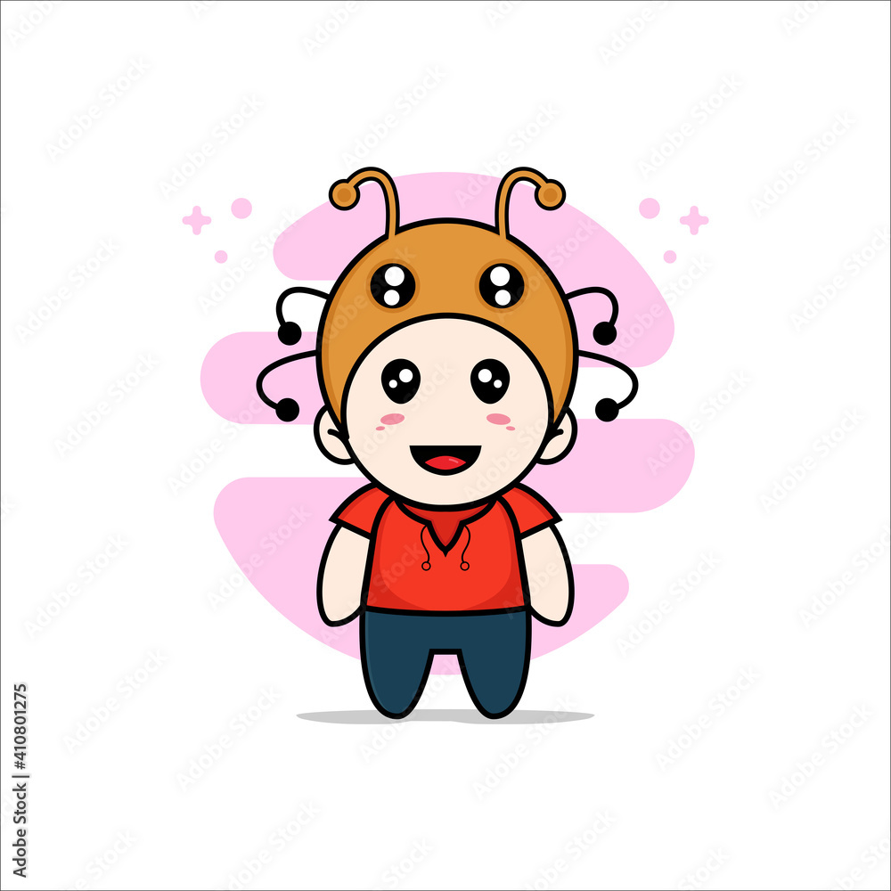 Obraz premium Cute kids character wearing ant costume.