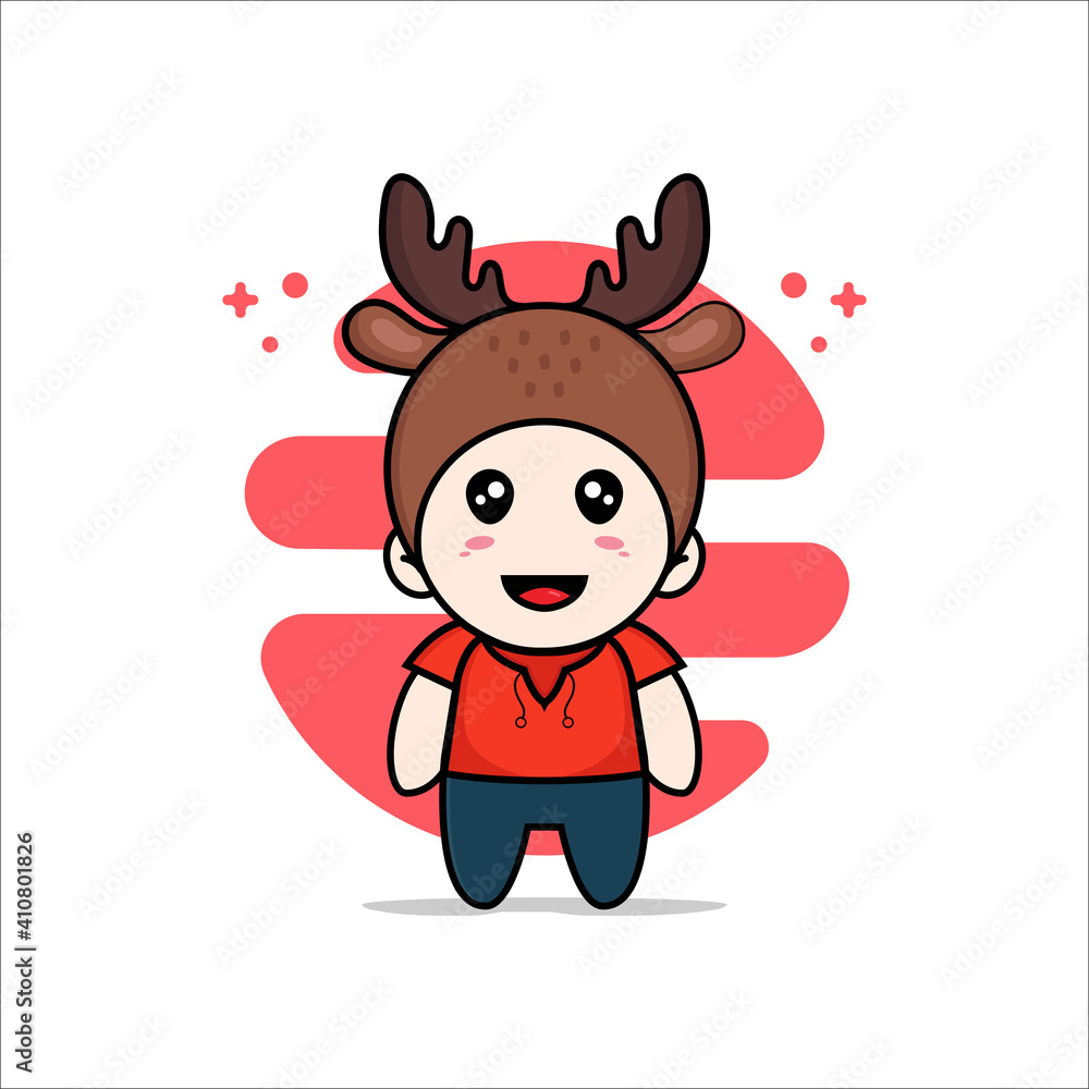 Cute kids character wearing deer costume. Cute kids character wearing deer costume.