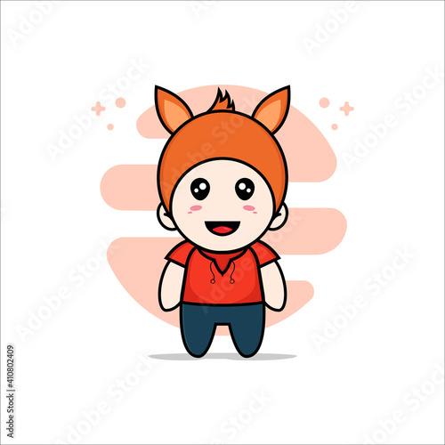 Cute kids character wearing fox costume.