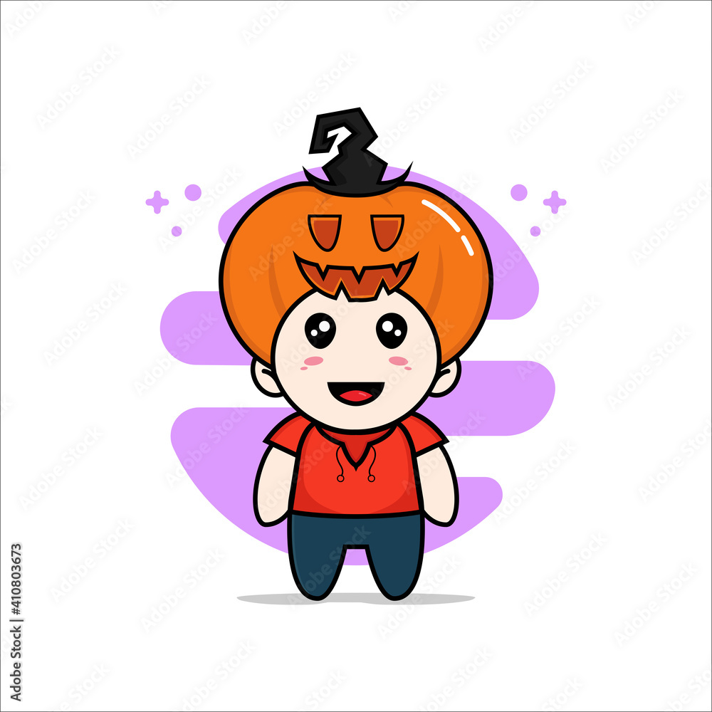 Cute kids character wearing halloween pumpkin costume. Cute kids character wearing halloween pumpkin costume.