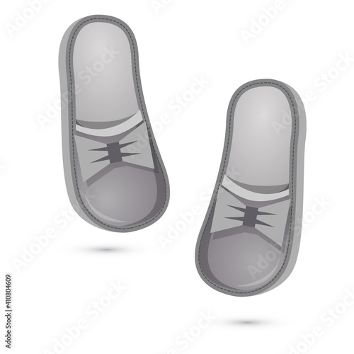 Pair of Parent's Home Slippers Isolated on White. Dad's Shoe.