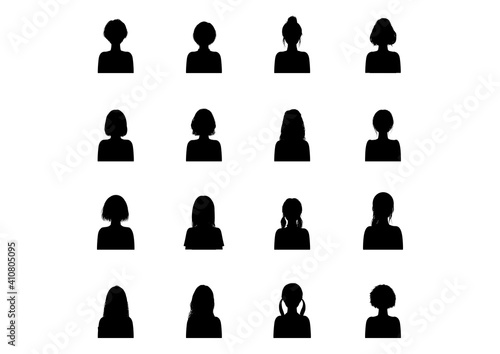 女性の顔のシルエット素材