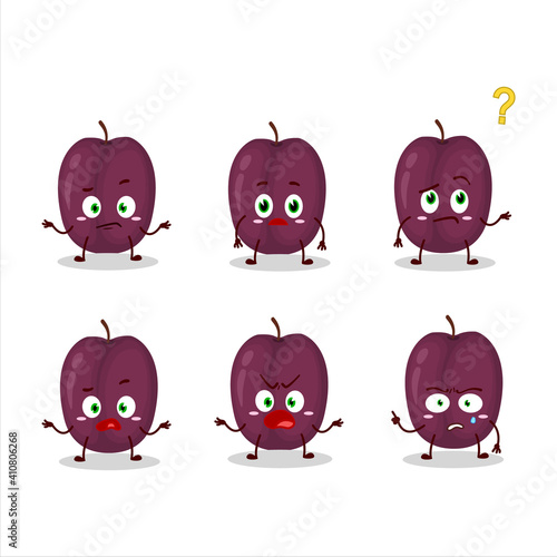 Cartoon character of plum with what expression