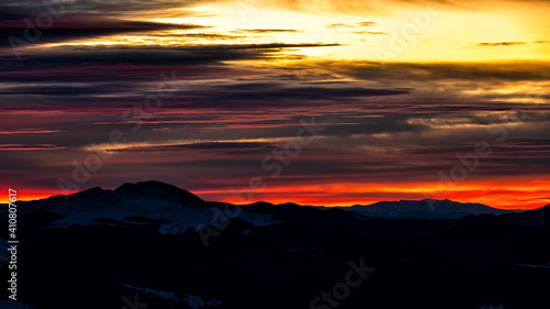 Fototapeta Naklejka Na Ścianę i Meble -  An awesome sky over the mountains. Mount Tarnica and the Gorgany, Bieszczady National Park, The Carpathians, Poland.and Ukraine