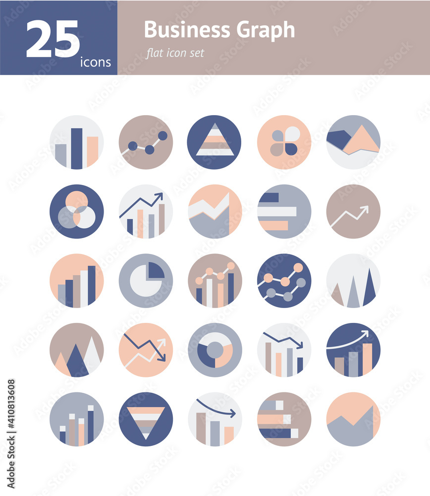 Business Graph flat icon set. Vector and Illustration. Business Graph flat icon set. Vector and Illustration.