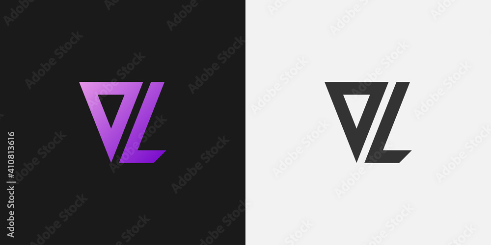 Initial Letter V and L Logo in Minimalist Concept. VL logo with Purple