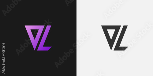Initial Letter V and L Logo in Minimalist Concept. VL logo with Purple Gradient. Usable for Business and Technology Logo. Flat Vector Logo Design Template Element.