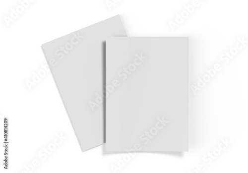 White sheet of paper mockup, clean empty paper note mock up template of A4 format with shadow on white background, 3d illustration