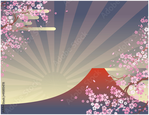 春の桜と富士山　風景