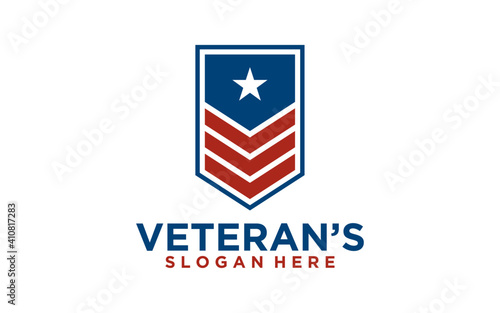 Emblem American Veteran Shield Patriotic National Logo Design Vector