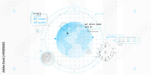 Design of a futuristic software interface for tracking an object on the planet.