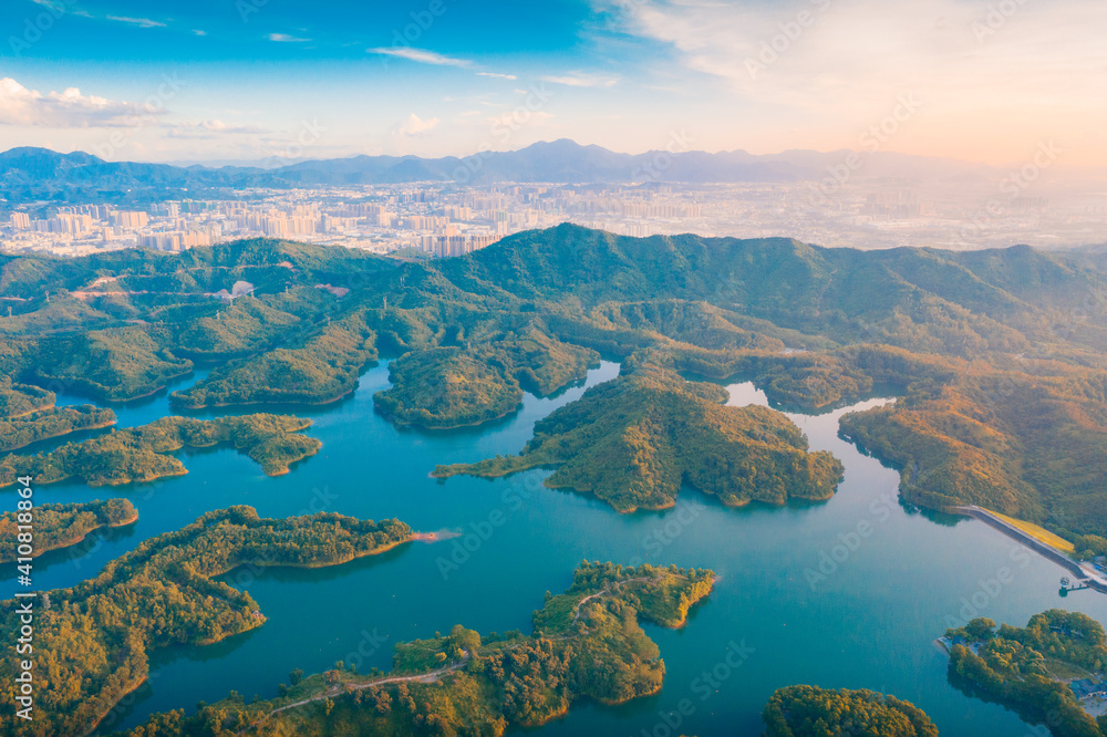 Aerial view of Honghua Lake scenic spot in Huizhou City, Guangdong Province, China Aerial view of Honghua Lake scenic spot in Huizhou City, Guangdong Province, China