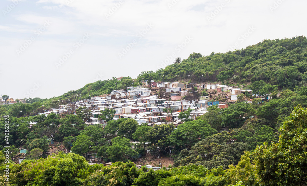 Shacks of an Informal Settlement Built on a Hill, South Africa Shacks of an Informal Settlement Built on a Hill, South Africa