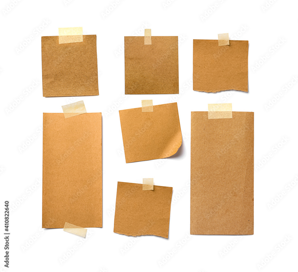 Blank craft paper sheets on white background