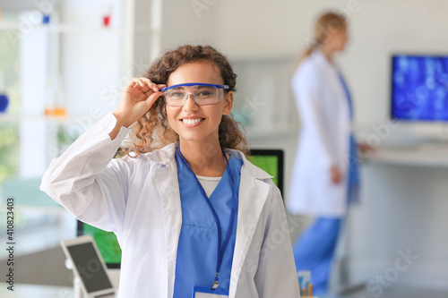 Female scientist in modern ...