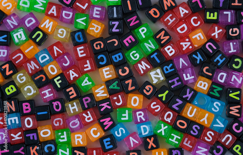 colorful cubes with letters, background