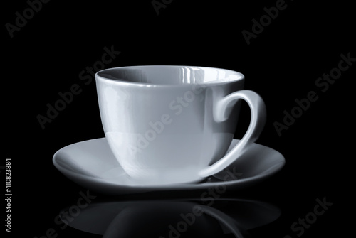 Coffee cup with black background and shadow