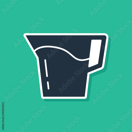 Blue Jug glass with water icon isolated on green background. Kettle for water. Glass decanter with drinking water. Vector.