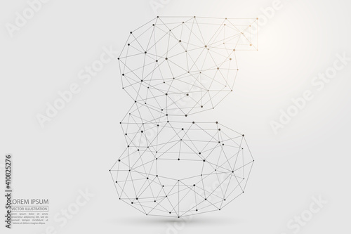 English letters abstract font consists 3d of triangles, lines, dots and connections. Vector illustration EPS 10.